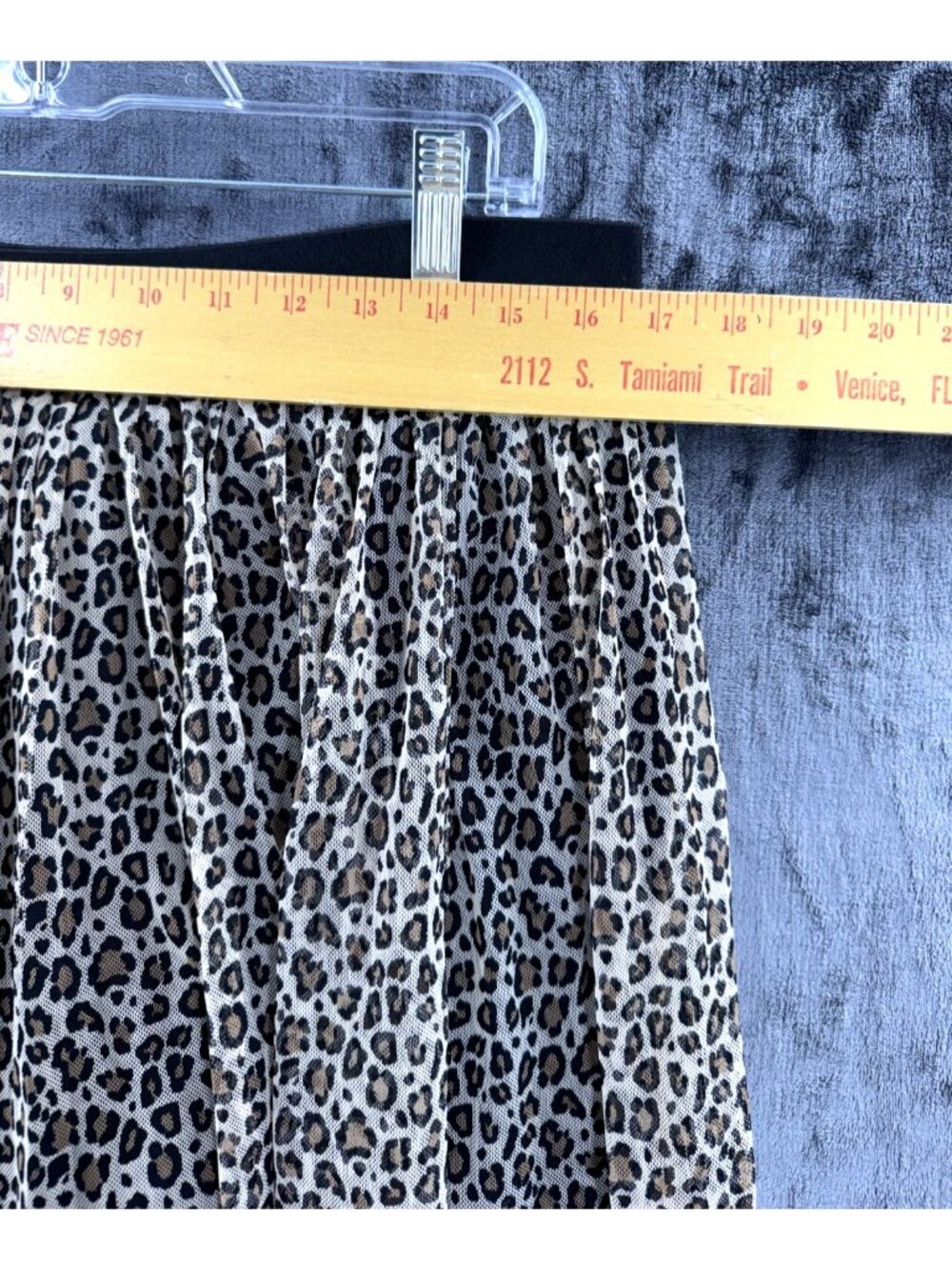 A New Day Women's Large Leopard Print Mesh Midi Skirt Elastic Waist Lined - Picture 4 of 4